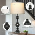 thumbnail image 6 of 28" Farmhouse Table Lamps Set of 2, Retro Lamps for Living Room with USB C+A Ports & AC Outlet, 3 Way Touch Control Resin Bedside Lamp, Rustic Bedroom Lamp for Nightstand Side End Table Desk, Black, 6 of 15