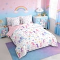 thumbnail image 2 of Erosebridal Cute Unicorn 7-Piece Twin Bedding Sets，Colorful Flowers Cute Floral Bedding Comforter Set For Kids Girls,Reversible Pink, 2 of 7