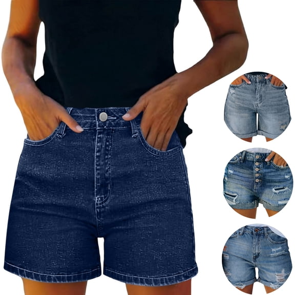 Tawop Jean Shorts for Women with Pockets Deep Blue Shorts