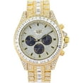 thumbnail image 2 of Men's Luxury Hip Hop Gold Plated Simulated Diamond Full Iced Band Bling Trendy Metal Watch, 2 of 4