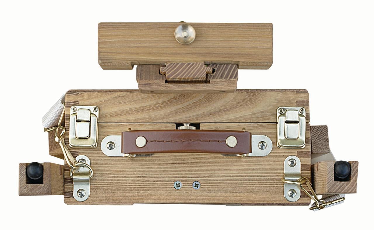 Creative Mark Cezanne Half Box French Travel Easel - All Wood, Oiled Elm, Lightweight 11.25 lbs, Watercolor, Drawing, Plein Air Use, Comfortable Handle, Adjustable Strap