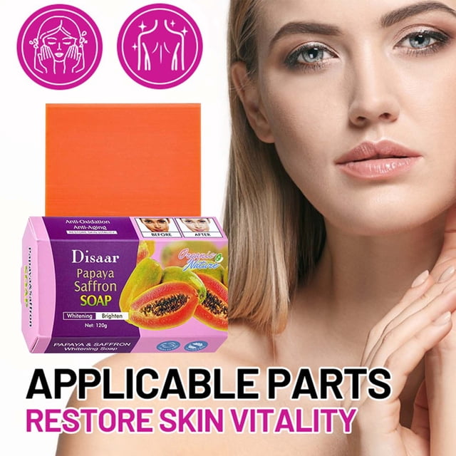 Fiudx Jabón de Aceite de Papaya, Limpiador Refrescante de Aceite Vegetal, Jabón Suave de Aromaterapia, Fórmula de Espuma Suave Hidratante, Uso Corporal, Facial y Capilar, Esencial para El Cuidado de