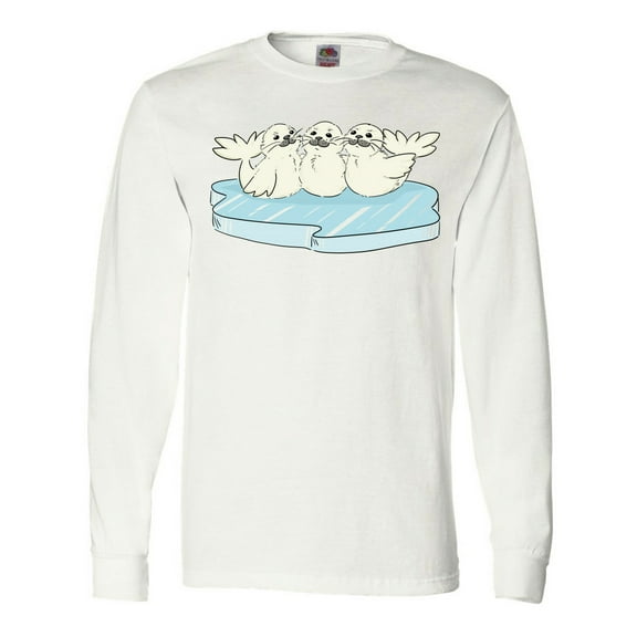 Inktastic 3 Cute White Harp Seals on Ice Long Sleeve T-Shirt