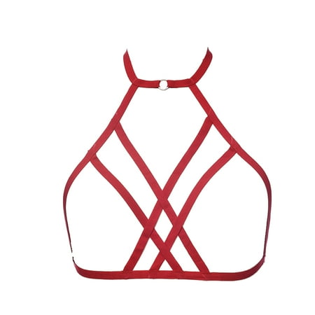

DTOWER Lingerie Valentine Present Premium Material Cupless Gallus Romantic Air Underwear Sexy Sweet Gift Harness Bras for Women Girl Red