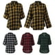 thumbnail image 4 of Otoño mujer camisa de tartán a cuadros con cuello en v botones pulóver puños manga larga suelta c Romacci Camisa a cuadros, 4 of 7