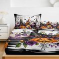 thumbnail image 6 of Twin Sze Fitted Sheet Set - Halloween 2 Piece Bedding Sets 16" Deep Pocket Fitted Sheet with 1 Pillowcase, Fall Pumpkins Ghost Bats Witch Hat Plants Rustic Brushed Microfiber Hotel Luxury Bed Sheets, 6 of 9