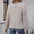 thumbnail image 7 of Oplxuo Elegant Tweed Blazer Jacket for Women - Open Front Stand Collar Fully Lined Business Casual Work Office Coat, 7 of 7