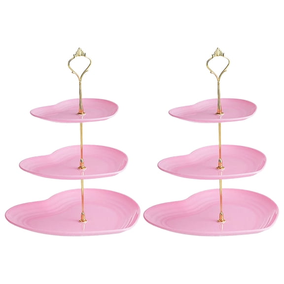 3 Tier Heart-Shaped Dessert Stand, Gold Apricot Tiered Tray with Zinc Alloy Support, Cupcake Display Tower for Valentine‘s Day Wedding Party Pastries Fruits