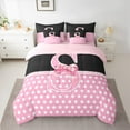 thumbnail image 2 of Castle Fairy Teenagers Pink Bowknot Letter Monogrammed S Twin Bedding Sets 7-Piece,White Polka Dots Bedding Comforter Set Microfiber,Retro Vintage Aesthetic Breathable Sheet Sets, 2 of 8