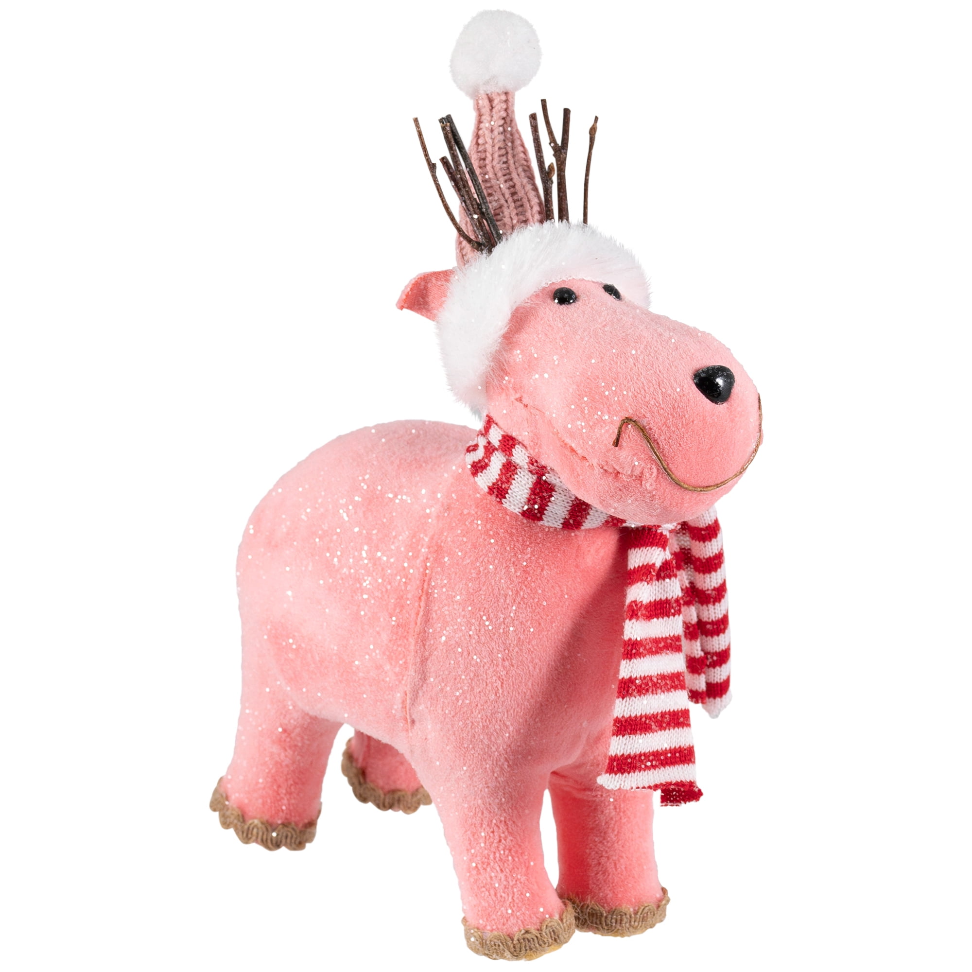 Northlight Glittered Reindeer in Winter Hat and Scarf Christmas Figure - 9"