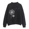 thumbnail image 2 of Black Womens Tops Autumn Winter O Neck Solid Color Prints Long Sleeve Pullover Sweatshirt Fall Outfits for Women 2025, 2 of 4