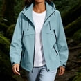 thumbnail image 3 of Fall Jackets for Women Waterproof Windbreaker Zip Up Hooded Outdoor Rain Jacket with Multi Pockets for Hiking Travel Workwear, 3 of 9