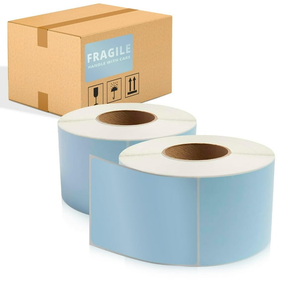Blue Direct Thermal Labels, 3 in Core Self-Adhesive, 4000 Count, 4 x 6 in
