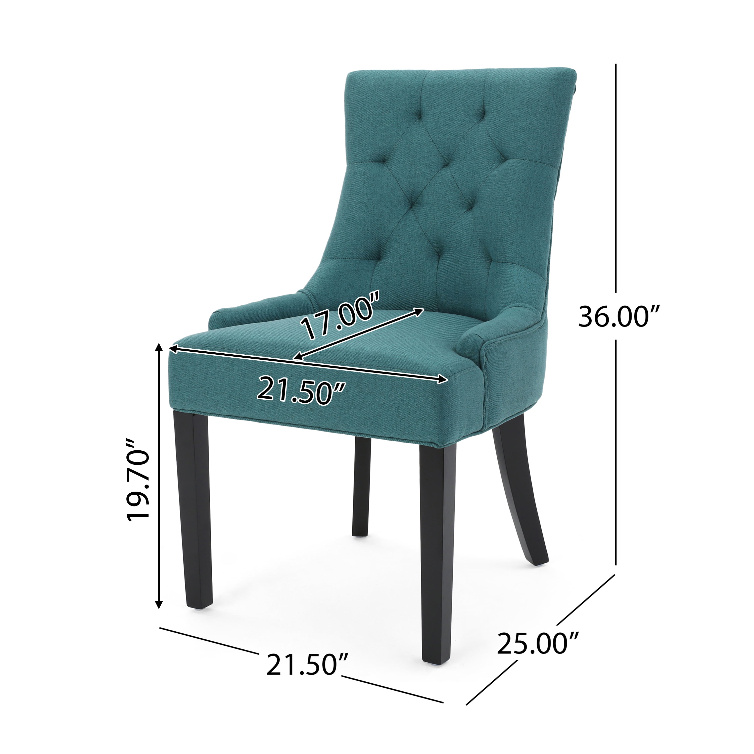 Noble House Haley Contemporary Fabric Dining Chairs, Set of 2, Dark Teal