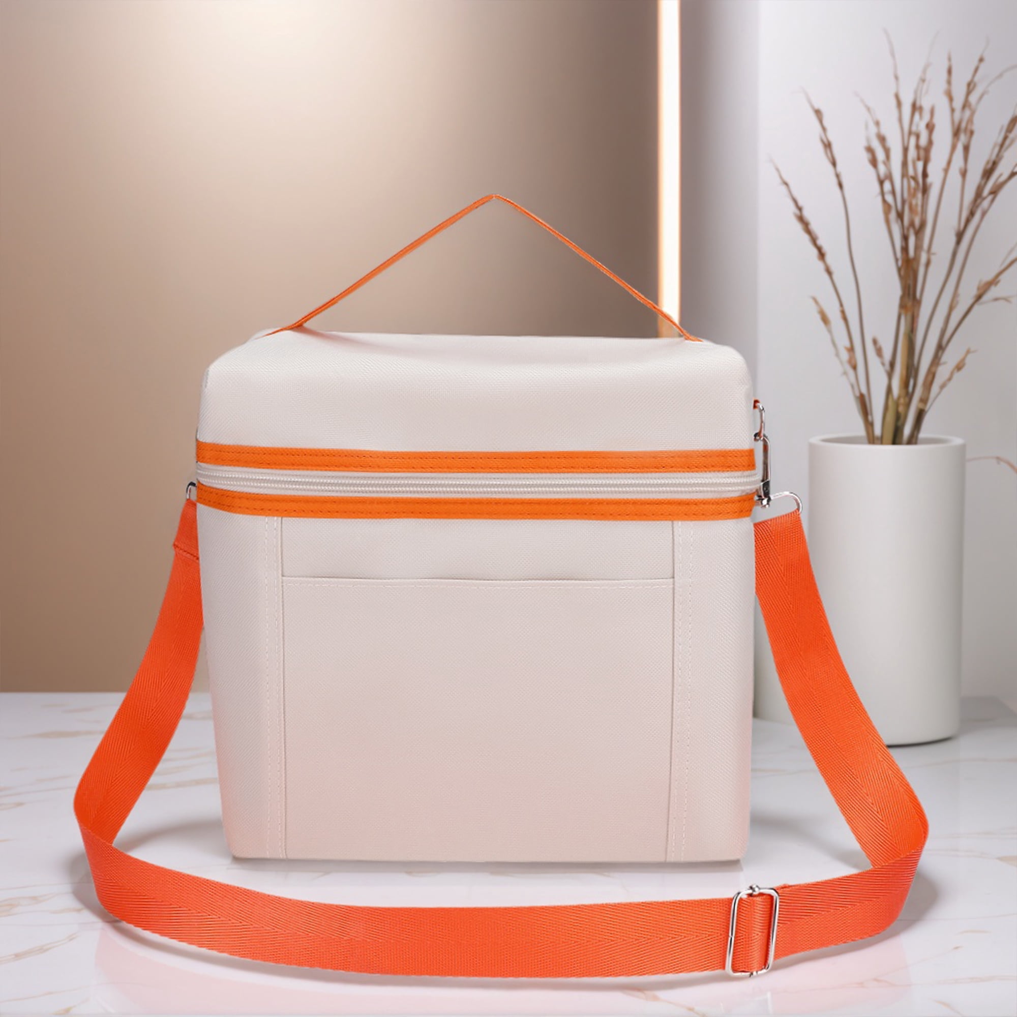 Unique Bargains Insulated Leakproof Lunch Bag for Work, Picnic White 9.4*5.5*9.1in