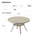 thumbnail image 2 of DIFY 47" Round Metal Patio Dining Table for 4, with Storage Shelf & Umbrella Hole, Sand, 2 of 5