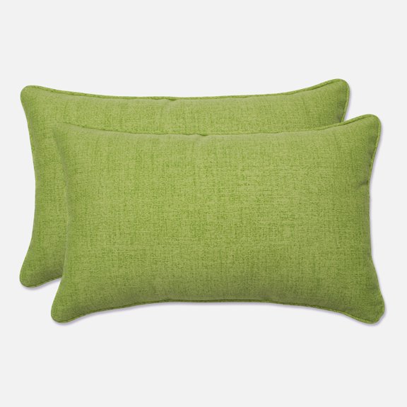 Pillow Perfect 18.5-inch by 11.5-inch Corded Rectangular Outdoor Throw Pillows (Set of 2) - Baja Linen Lime