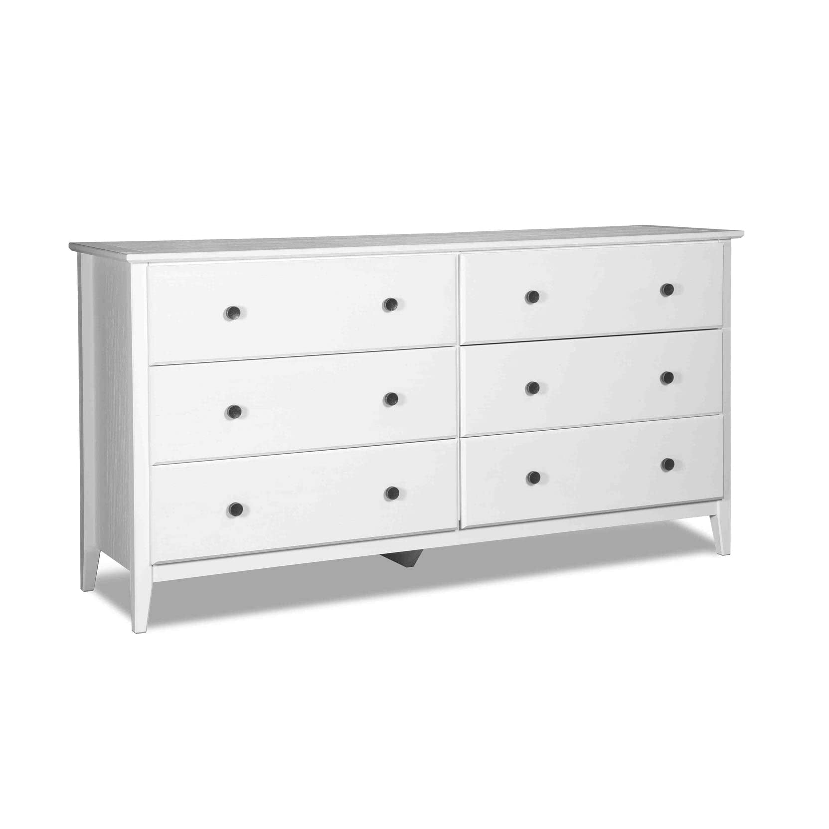 Grain Wood Furniture Greenport 6-Drawer Bedroom Dresser, Solid Wood with a Brushed White Finish