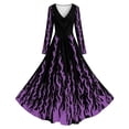 thumbnail image 4 of Xijirk Women's Halloween V Neck Long Sleeve Maxi Dress Flame Print Gown for Halloween Masquerade Party,4XL, 4 of 4