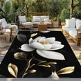 thumbnail image 3 of Fsddascl Gorgeous Flowers Outdoor Rug for Patio/Deck/Porch, Non-Slip Large Area Rug 4 x 6 Ft, White Gold Floral Botanicals Black Indoor Outdoor Rugs Washable Area Rugs, Reversible Camping Rug Carpet, 3 of 5