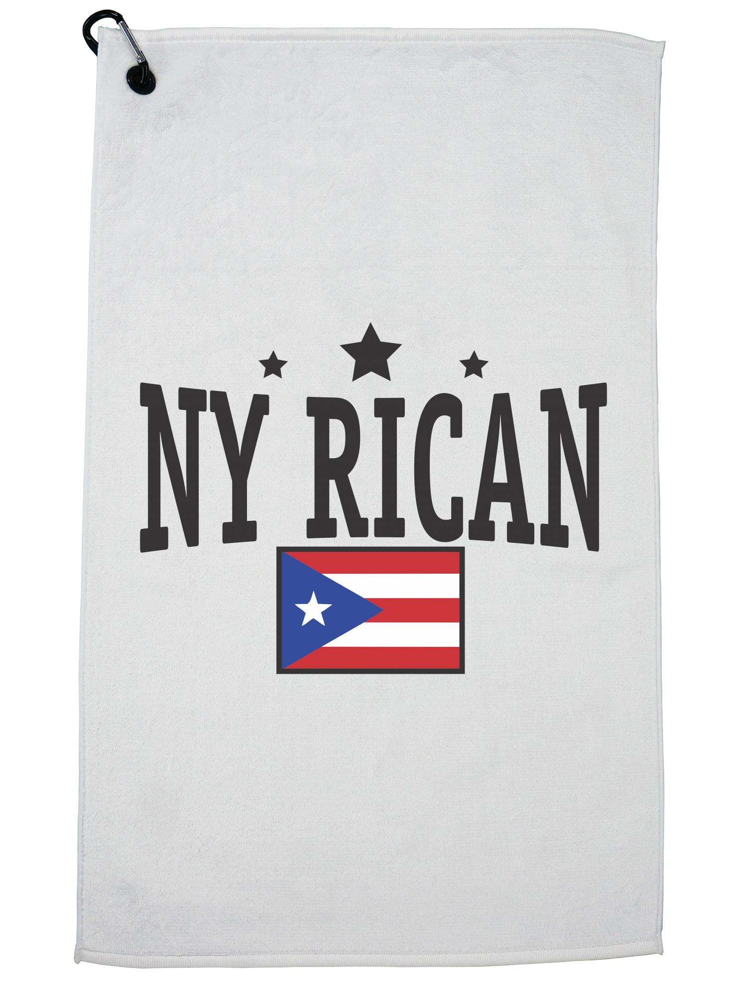 New York Plus Puerto Rico Equal Ny Rican Flag Graphic Golf Towel