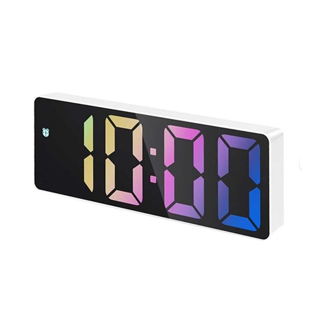 Reloj despertador digital electrónico AQITTI de 6,5 pulgadas con pantalla LED grande para mesita de noche, reloj a batería con pantalla de temperatura, brillo ajustable y control de voz para el