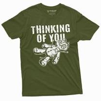 Funny Thinking Of You T-Shirt Halloween Creepy Voodoo Doll Horror Tee Shirt (Medium Military Green)