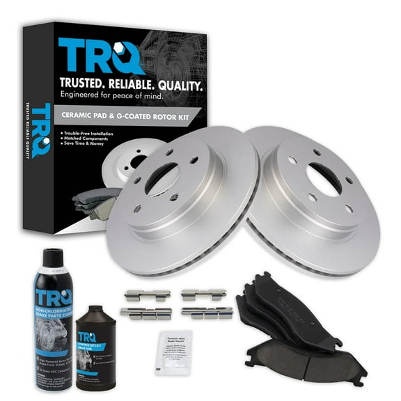 TRQ Front Ceramic Brake Pad & Coated Rotor Kit w/Fluids for Dodge Durango Ram BKA23745 Fits select: 2003 DODGE RAM 1500, 2004-2005 DODGE RAM 1500 ST/SLT