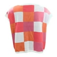 thumbnail image 5 of Rgdypko Summer Basic Women's Tops Fashion Trendy Cap Sleeve Crop Color Block Crew Neck Knit Sweater Clothing Vacation Seaside Casual Wear, 5 of 5