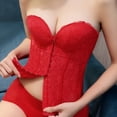 thumbnail image 4 of QQZ Strapless Floral Lace Front Hook Boned Corset Top For Women, Tummy Control Shapewear Women, Plus Size Lace Corset Top For Wedding, Cosplay And Themed Party Occasions, 4 of 5
