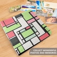 thumbnail image 4 of FORMRS 3 Ring Photo Album 4"x6" Self Adhesive Large Capacity PU Leather Cover, Green Abstract Geometric, 4 of 8