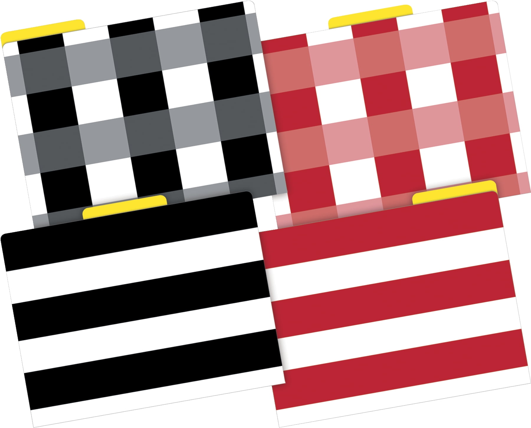 Barker Creek File Folders, Letter Size, Buffalo Plaid/Wide Stripes, Pack Of 12