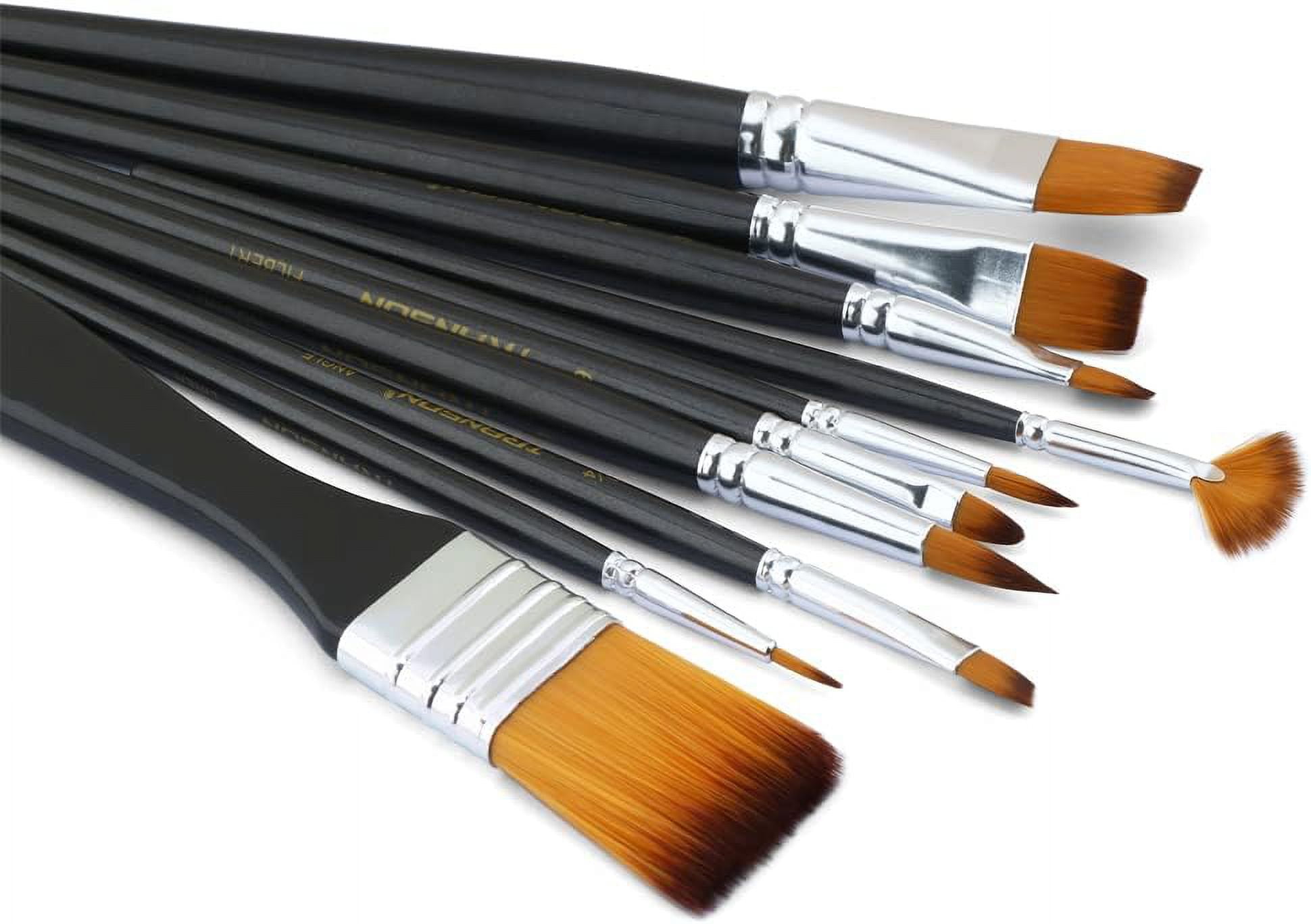 JJEAN-Transon Paint Brush Kit 10pcs Art Brushes and 1 Paint Spatula with Brush Case