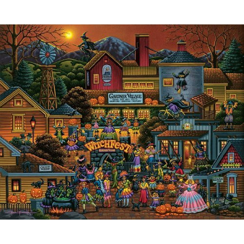Dowdle Folk Art Jigsaw Puzzle - Gardner Village Witchfest 100-Piece