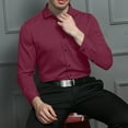 thumbnail image 1 of Blusa y camisa de manga larga con cuello vuelto para hombre, informal, con botones, lisa, de manga larga, transpirable, de poliéster, 1 of 6