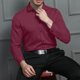 thumbnail image 1 of Blusa y camisa de manga larga con cuello vuelto para hombre, informal, con botones, lisa, de manga larga, transpirable, de poliéster, 1 of 6