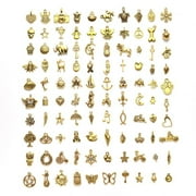 GISNEZE 100Pcs Tibetan Antique Gold Charm Mixed Pendants DIY for Bracelet Necklace Jewelry Making and Crafting