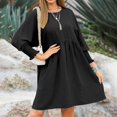 thumbnail image 3 of Aellinatey Womens Fall Dresses Casual Tunic Dress Short Sleeve Crew Neck Flowy Babydoll Dress, 3 of 9