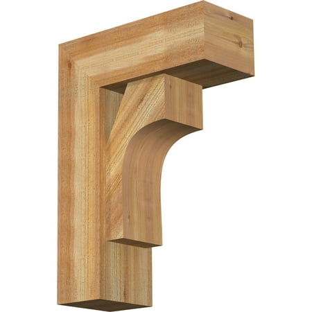 

Ekena Millwork 8 W x 20 D x 28 H Westlake Block Rough Sawn Bracket w/ Offset Brace Western Red Cedar