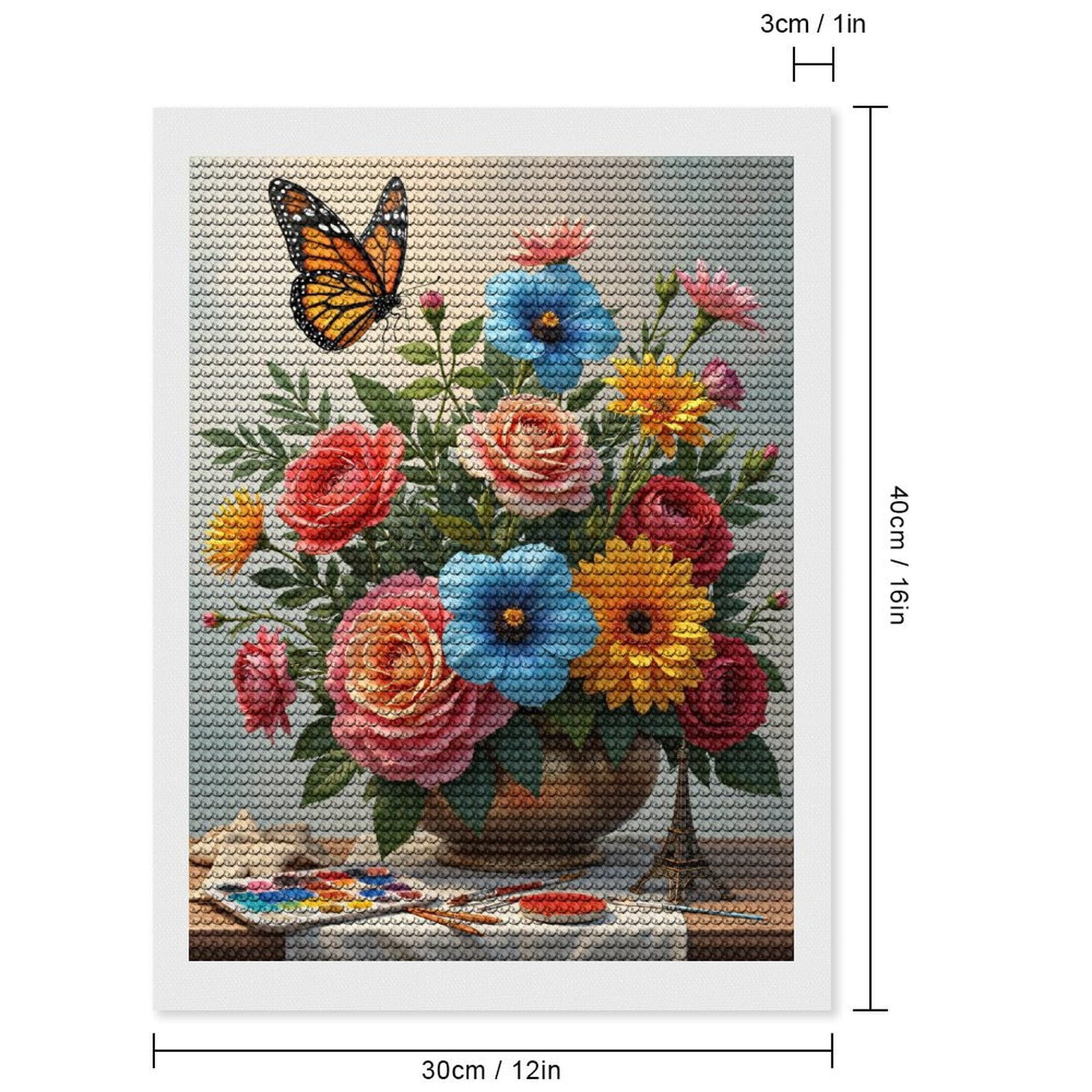 Diamond Art Kits for Adults, Colorful Floral Art Painting Butterfly 5D Diamond Painting Kits for Adults Beginners, DIY Full Drill Diamond Painting, Gem Art and Crafts 12x16
