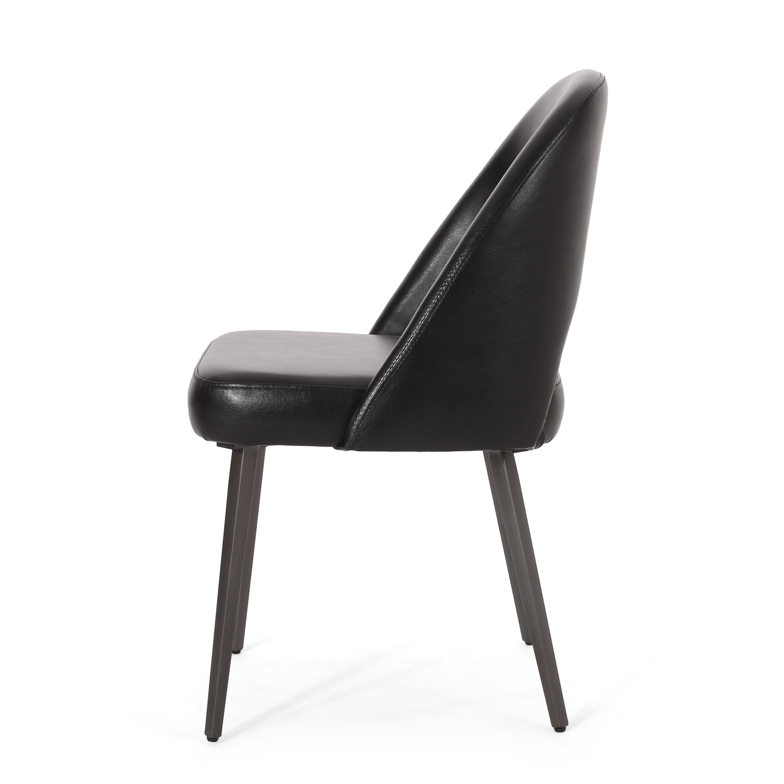 Noble House Haynes Upholstered Open Back Dining Chairs, Set of 2, Midnight Black and Gun Metal