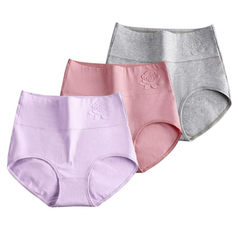 3-Pack Womens Cotton Underwear High Waist Postpartum Panties Full Coverage  Soft Comfortable Briefs Panty 