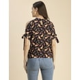 thumbnail image 4 of Moomaya Cold Shoulder Band Collar Short Sleeve Printed Top - Women's Trendy Top, 4 of 9