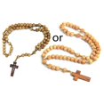 thumbnail image 1 of Religious Wooden Antique Cross Rosary Pendant Necklaces Beads Catholic Jesus Christ Rosary Necklace Men Women Jewelry, 1 of 5