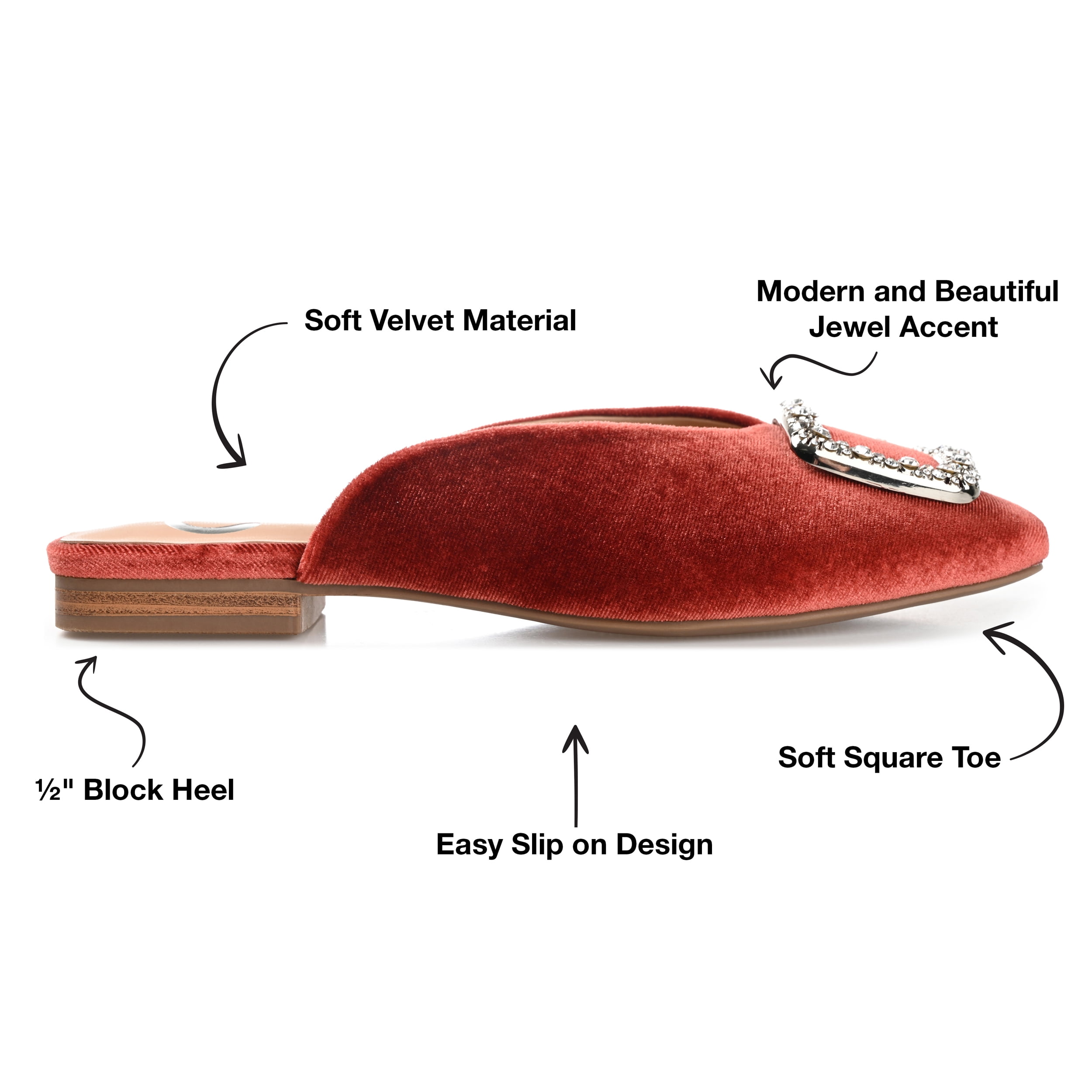 Journee Womens Sonnia Mules Square Toe Slip On Evening Dress Flats