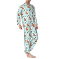 thumbnail image 2 of Pofeuu Rabbit Is Eating Carrots Print Men's Long Sleeve Pajama Set Pijamas Para Hombres Pijamas Para Hombres Mens Pajamas Set-Large, 2 of 7