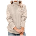 thumbnail image 1 of Puntoco suéter moda mujer sólido manga larga Pullove cuello alto Casual suéter tops liquidación de Navidad Puntoco Puntoco-2194, 1 of 5