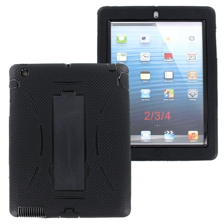 Shockproof Hybrid Heavy Duty Case Cover Kickstand Screen Protector by KIQ For Apple iPad 2/3/4 [2nd, 3rd, 4th] 9.7