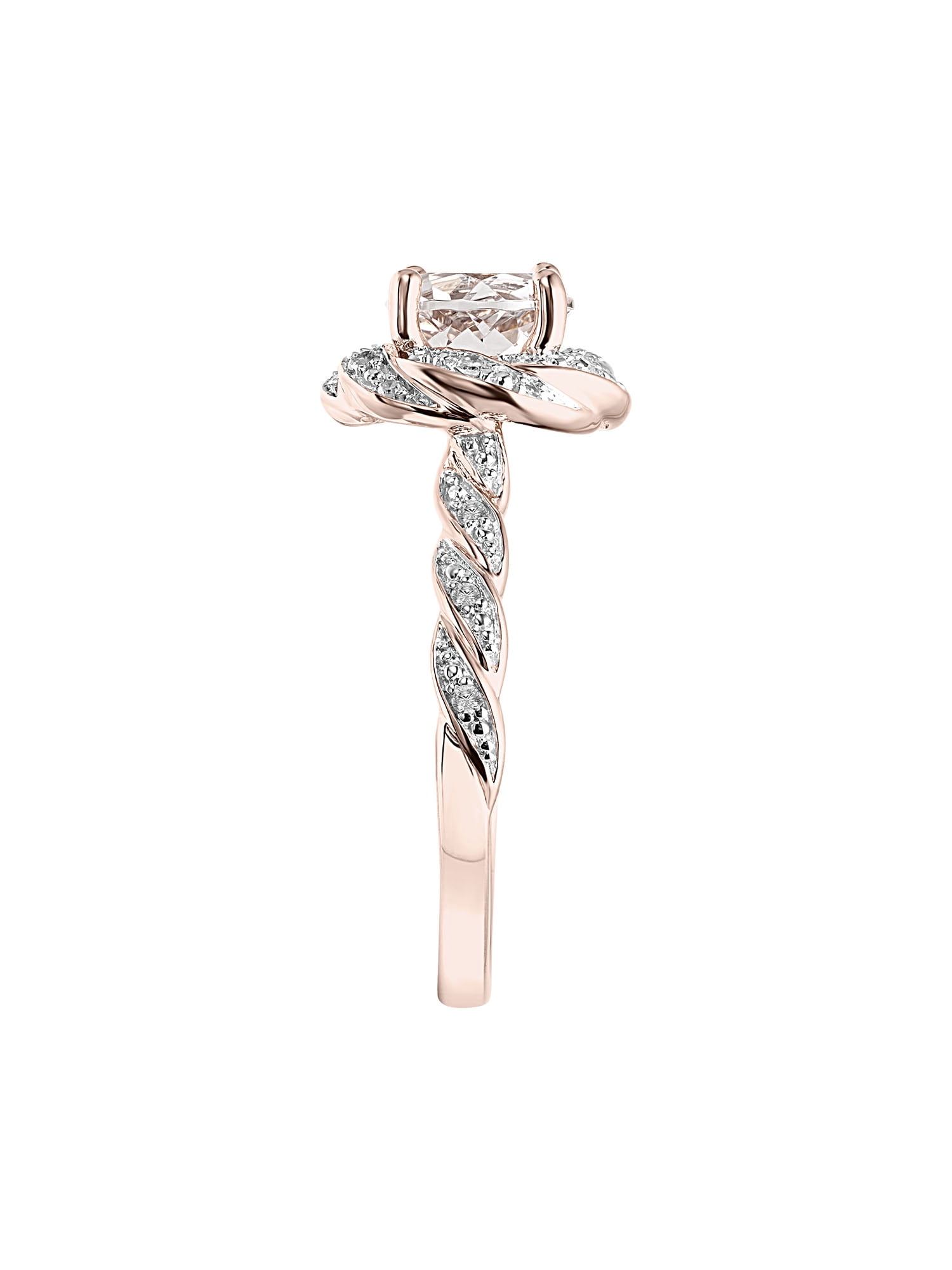 1-1/4 Carat T.G.W. Morganite and 1/10 Carat T.W. Diamond Halo Engagement Ring in 10k Rose Gold