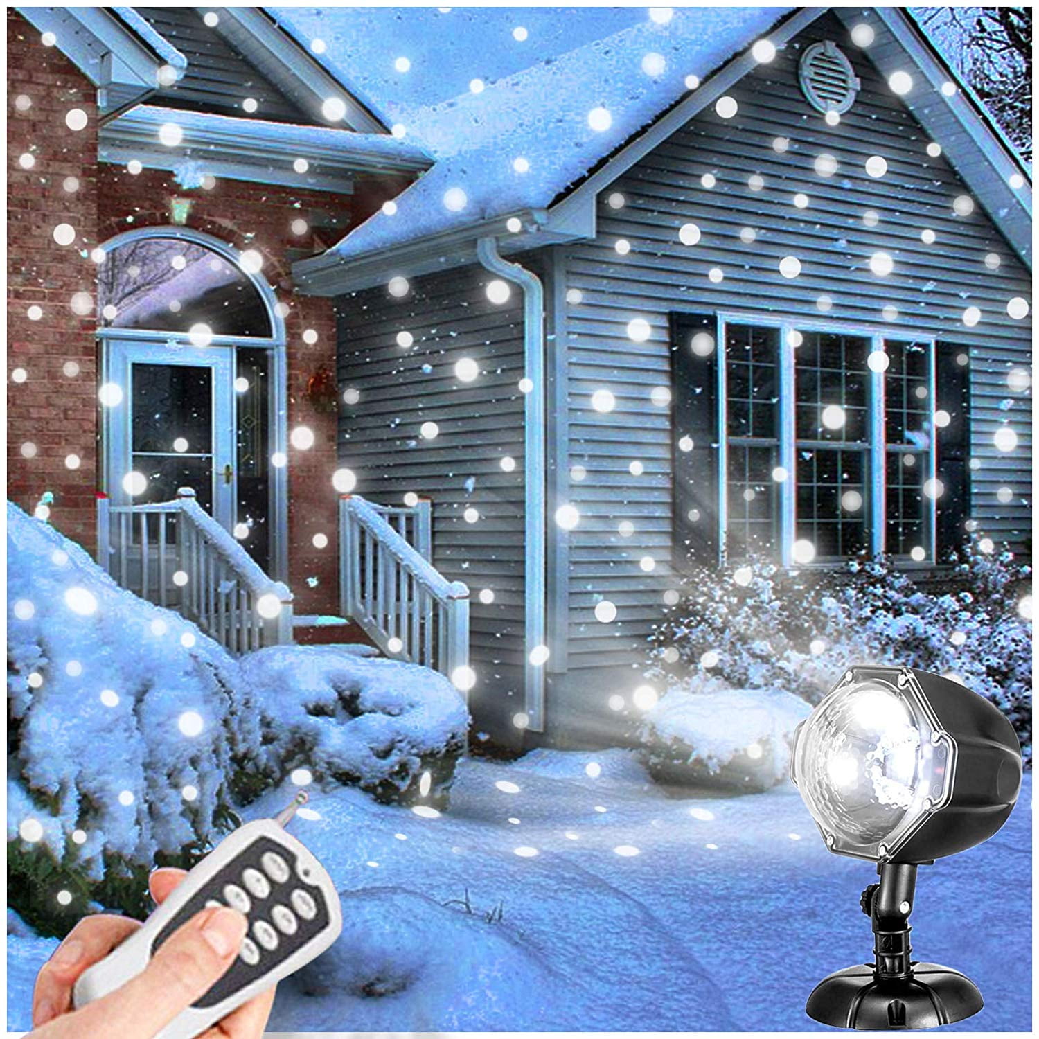 Christmas Snow Projector Lights, Outdoor Remote Control LED Snowfall